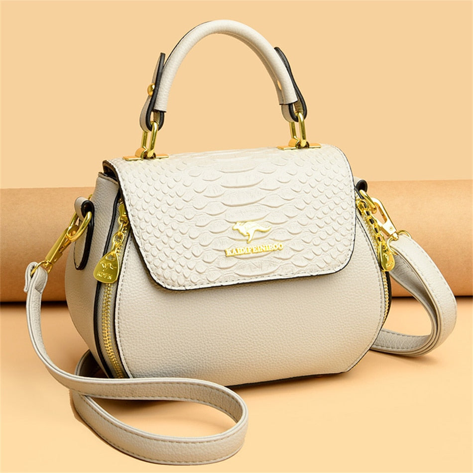 Crocodile Leather Designer Handbag for Female White colour